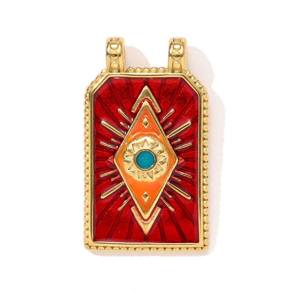 Pendentif De Luxe Pour Femme, En Acier Inoxydable Étanche, Couleur Or, Avec Motif Tarot (1 Pièce) 
