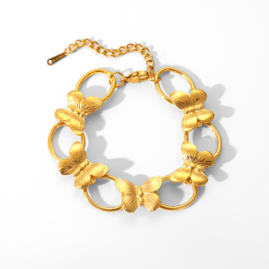 Ensemble De Colliers Pour Femmes, 1 Pièce, En Acier Inoxydable Étanche, Couleur Or, Motif Papillon h5 