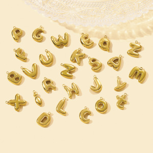 Pendentif Classique Pour Femme, En Acier Inoxydable, Couleur Or, Avec Lettre (1 Pièce) h5 Image4
