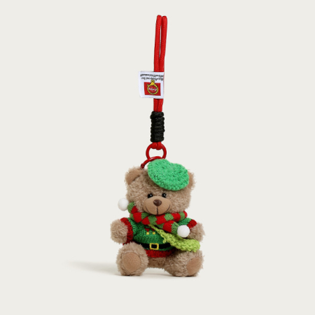 Porte-clés pour sac femme en fibre de polyester, motif ours de Noël (1 pièce) 2