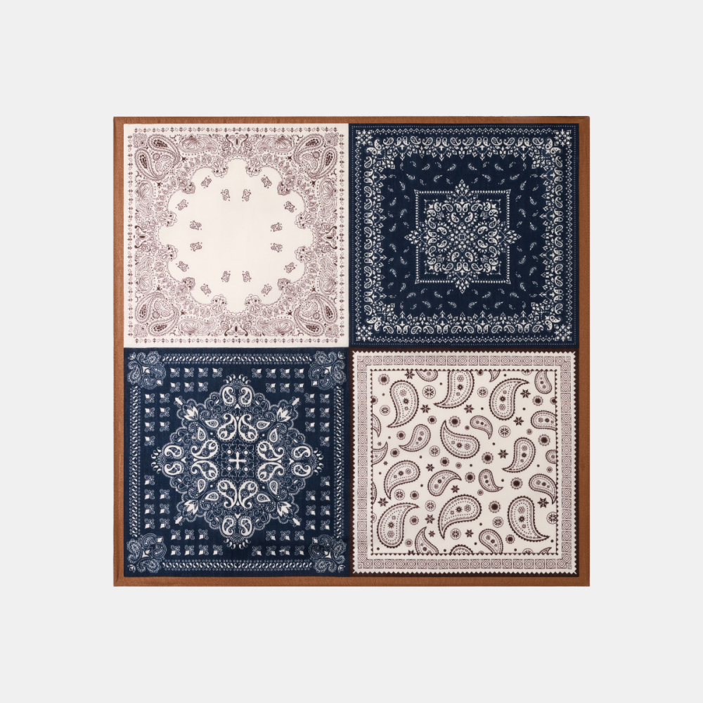 Bandana Rétro Patchwork En Rayonne À Fleurs De Cajou Pour Femme, 1 Pièce