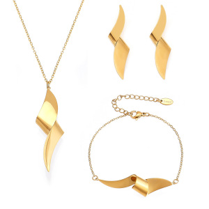 Ensembles De Bijoux Pour Femmes En Acier Inoxydable Imperméable, Couleurs Or Et Argent, Au Style Minimaliste h5 Image10
