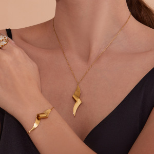 Ensembles De Bijoux Pour Femmes En Acier Inoxydable Imperméable, Couleurs Or Et Argent, Au Style Minimaliste h5 Image5