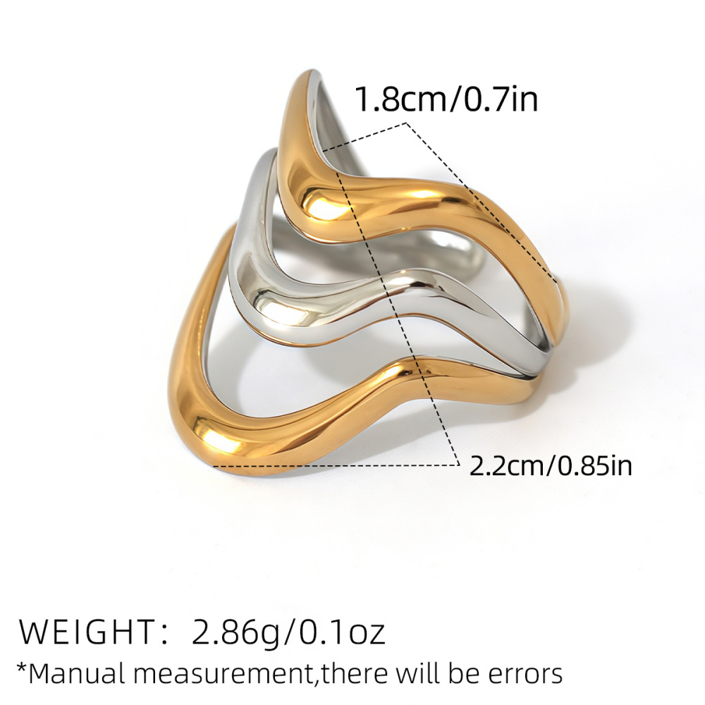 Bague Femme En Acier Inoxydable Imperméable, Tissée, Couleur Or Et Argent. Image2