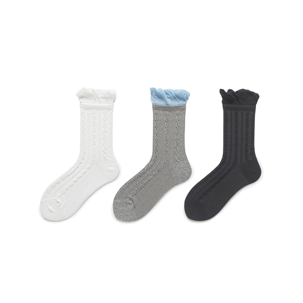 1 Paire De Chaussettes Mi-Mollet Élégantes En Coton Pour Femme h5Image2