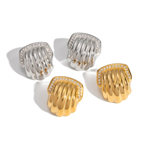 1 Paire De Boucles D'Oreilles À Clous En Acier Inoxydable Doré, Étanches, En Forme De Coquillage h5 Image6