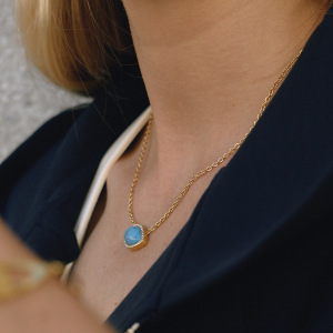 Ensembles De Bijoux Pour Femmes En Acier Inoxydable, Imperméables, Couleur Or, Ornés De Calaïte Œil De Diable Classique h5 Image6