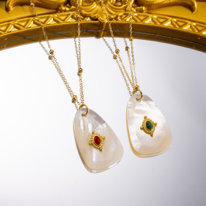 Collier Élégant Avec Pendentif En Pierres Naturelles De Forme Irrégulière Pour Femme, 1 Pièce h5 Image3