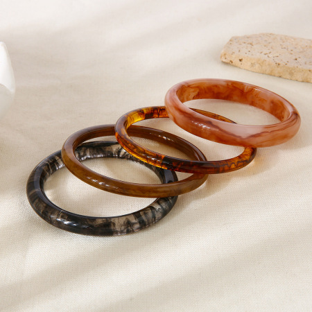 Bracelet classique rétro en résine pour femme, 1 pièce, motif cercle dégradé de couleur 2
