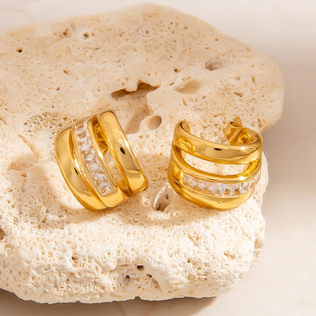 1 paire de boucles d'oreilles créoles romantiques et élégantes, de forme irrégulière, en acier inoxydable étanche pour femme