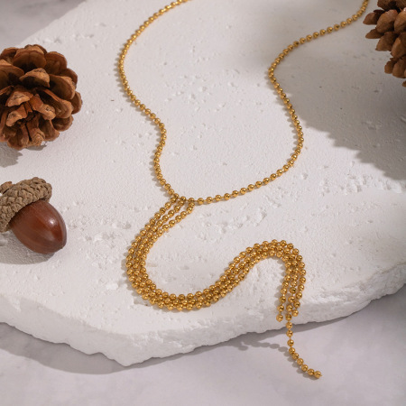 Collier pendentif en perles à pompon en forme de Y, 1 pièce
