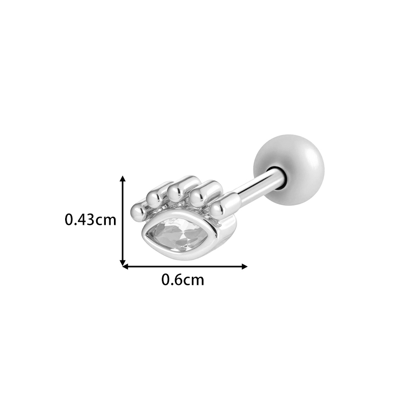 Boucle D'Oreille Piercing Œil Du Diable En Cuivre Et Zircon Couleur Or, 1 Pièce Image2