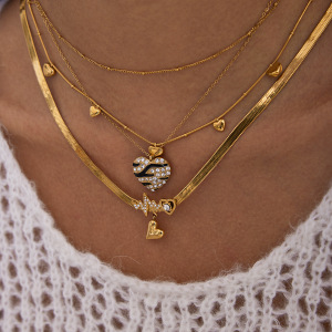Collier Pendentif Femme Élégant En Forme De Cœur, En Acier Inoxydable Étanche, Couleur Or (1 Pièce) h5 Image5