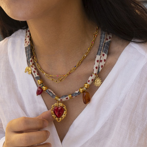Collier Pendentif Cœur En Acier Inoxydable Étanche Couleur Or h5 Image2