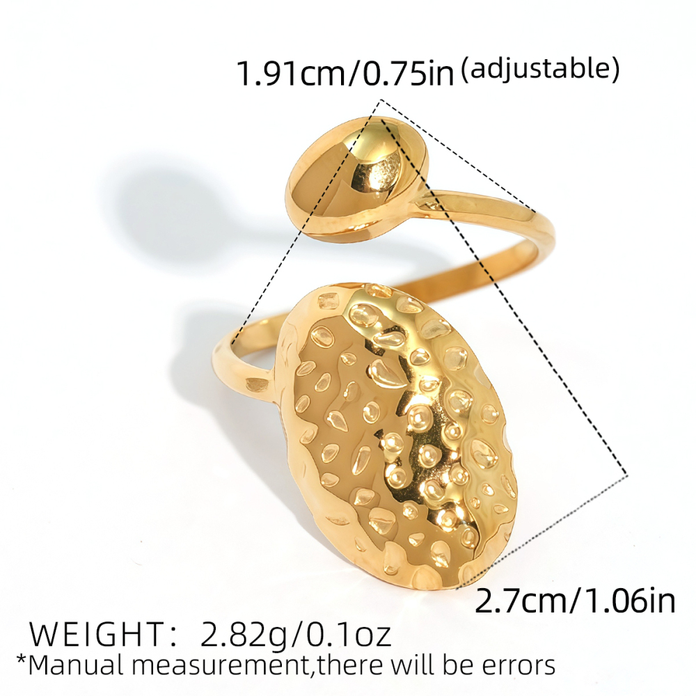 Bague Tendance En Acier Inoxydable Doré, Motif Daily Hammer, 1 Pièce Image2