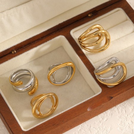 Bague minimaliste étanche en acier inoxydable doré (1 pièce)
