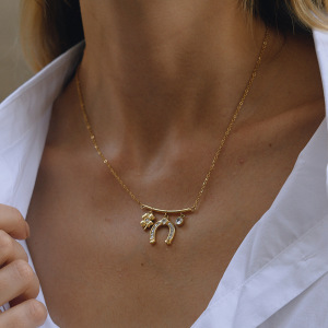Ensembles De Bijoux Pour Femmes En Acier Inoxydable Imperméable En Forme De Fer À Cheval, Couleur Or, Avec Zircon. h5 Image4