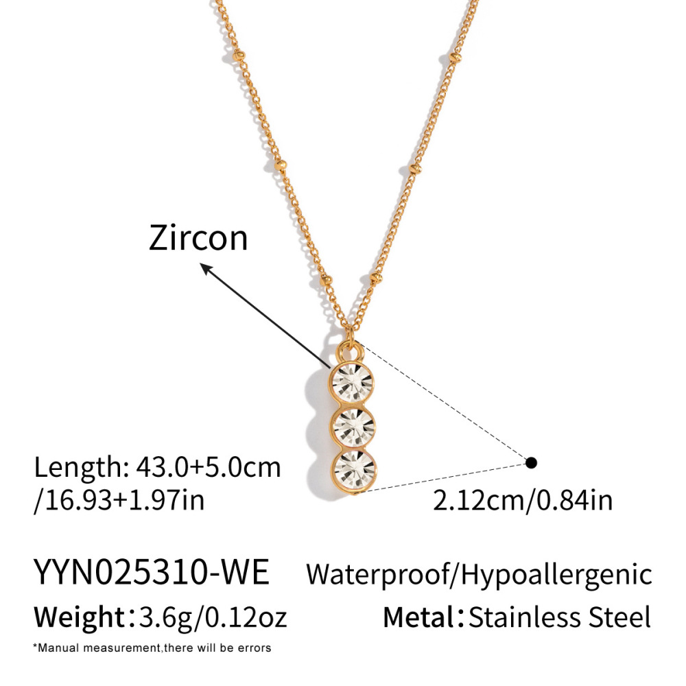 Collier Pendentif Minimaliste Incrusté De Zircons, 1 Pièce 