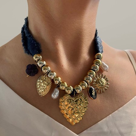 Collier pendentif coeur couleur or 1 pièce