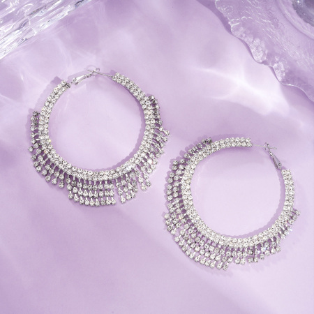 Boucles d'oreilles festives rondes à pompons en cuivre (1 paire)