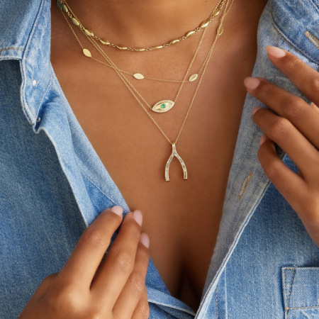 Collier pendentif femme en acier inoxydable doré, forme irrégulière classique, étanche, avec zircon. 2