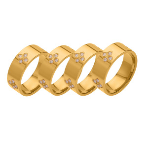 Bague Pour Femme En Acier Inoxydable Doré, Ornée D'Un Zircon Et D'Un Motif Floral Délicat. h5 Image8