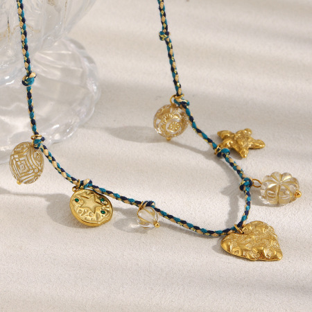 Collier pendentif femme Simple Series Daily Heart en acier inoxydable étanche couleur or (1 pièce) 2