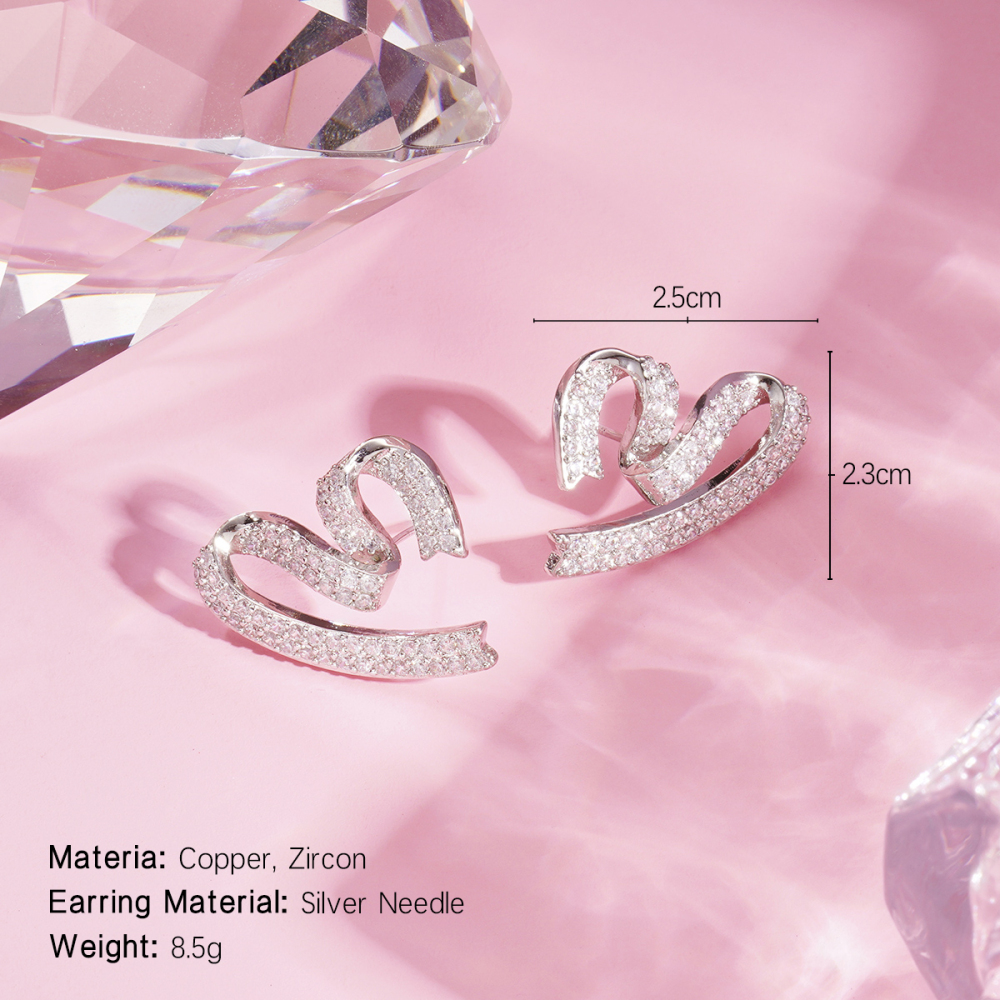 1 Paire De Boucles D'Oreilles Festives Sweet Heart En Cuivre 