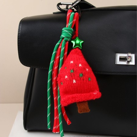 1 pièce de breloques de sac pour femme en tissu avec chapeau de Noël romantique et mignon 2