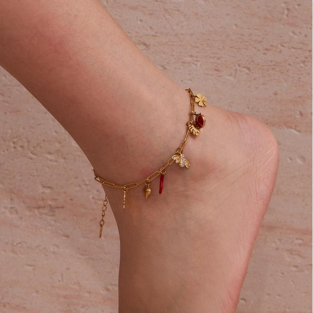 Ensembles De Bijoux Pour Femmes En Acier Inoxydable, Ornés De Fleurs Et D'Abeilles, Étanches Et Sertis De Zircon Doré. Image4