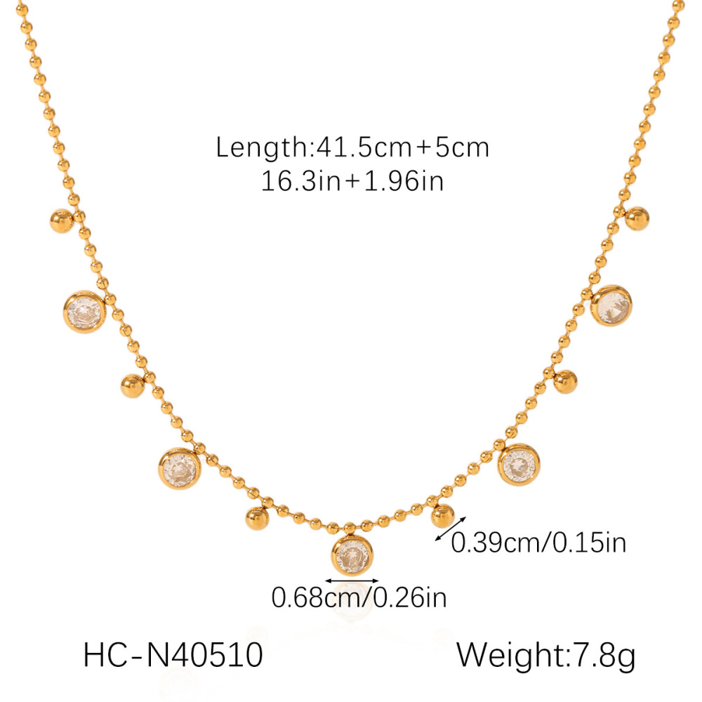Collier Pendentif Femme Luxueux En Acier Inoxydable Doré, Orné D'Un Zircon, Avec Un Pendentif Rond En Forme De Cercle. Image2