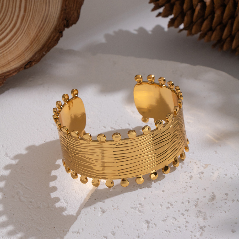 Bracelet Manchette Étanche En Acier Inoxydable Couleur Or (1 Pièce) Image3