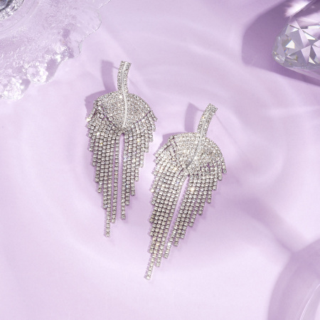 Boucles d'oreilles festives en cuivre avec pompons et feuilles (1 paire) 2