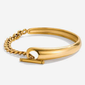 Bracelet Chaîne Femme Simple Patchwork En Acier Inoxydable Étanche Couleur Or (1 Pièce) h5