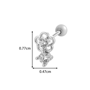 Boucle D'Oreille Piercing En Forme De Cœur Et De Fleur En Cuivre Doré Et Zircon h5 Image2