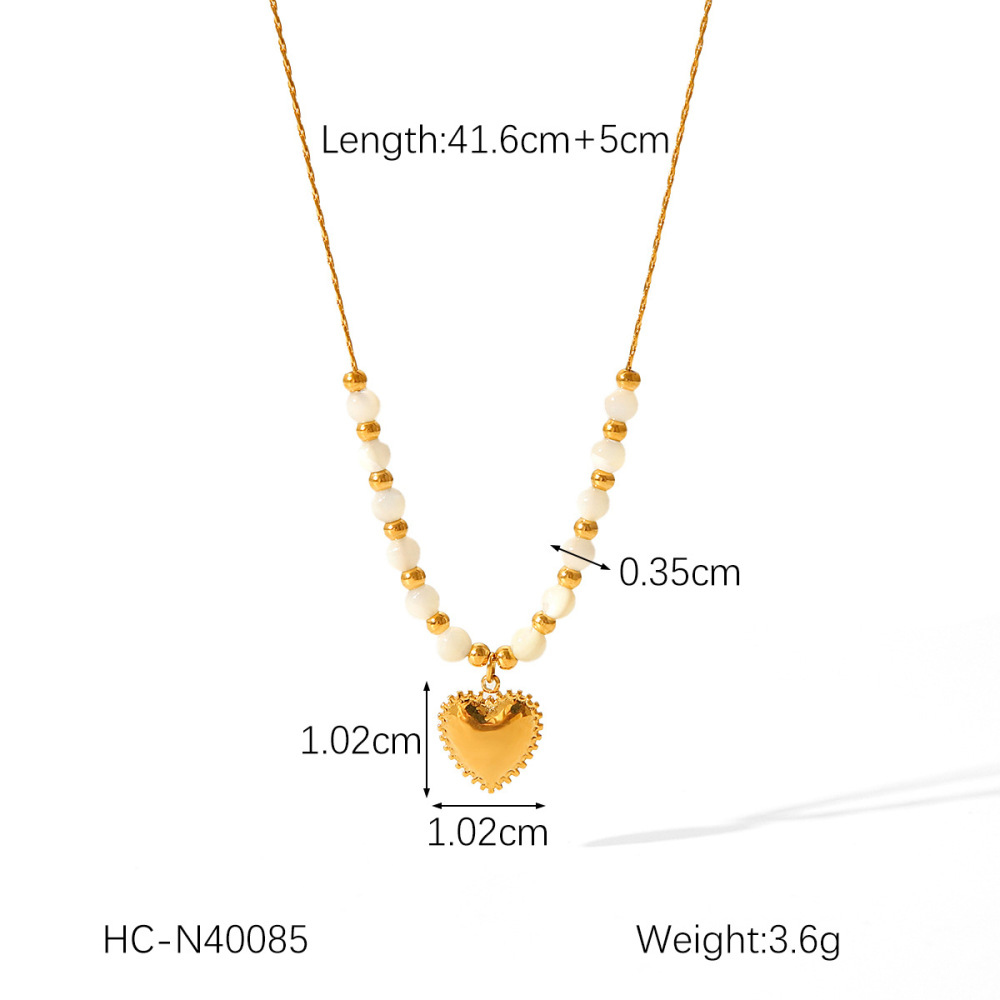 Collier Pendentif Femme En Forme De Cœur Simple, En Acier Inoxydable Étanche, Couleur Or (1 Pièce) Image2