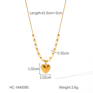 Collier Pendentif Femme En Forme De Cœur Simple, En Acier Inoxydable Étanche, Couleur Or (1 Pièce) h5 Image2