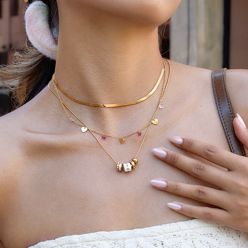 Collier Pendentif Femme En Acier Inoxydable Doré, Orné D'Un Zircon, Orné D'Un Cercle Classique Exquis (1 Pièce) Image3