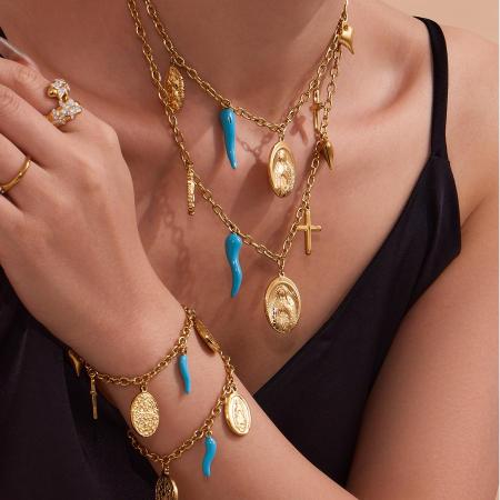 Ensembles de bijoux pour femmes de la luxueuse série rétro Madonna en acier inoxydable, couleur or, étanches.