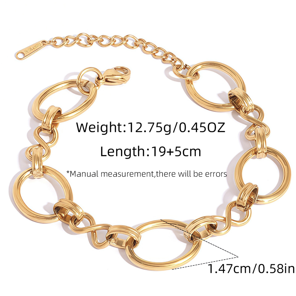 Bracelet Chaîne Étanche En Acier Inoxydable Pour Femme, Forme Irrégulière, À Porter Au Quotidien (1 Pièce). Image2