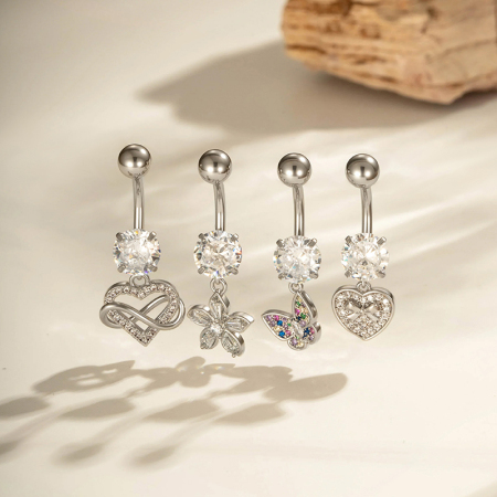 Piercing de nombril papillon en cuivre et zircon, 1 pièce