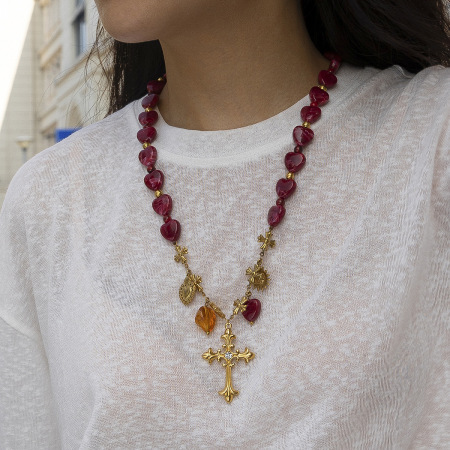 Collier de perles en acrylique en forme de cœur, 1 pièce