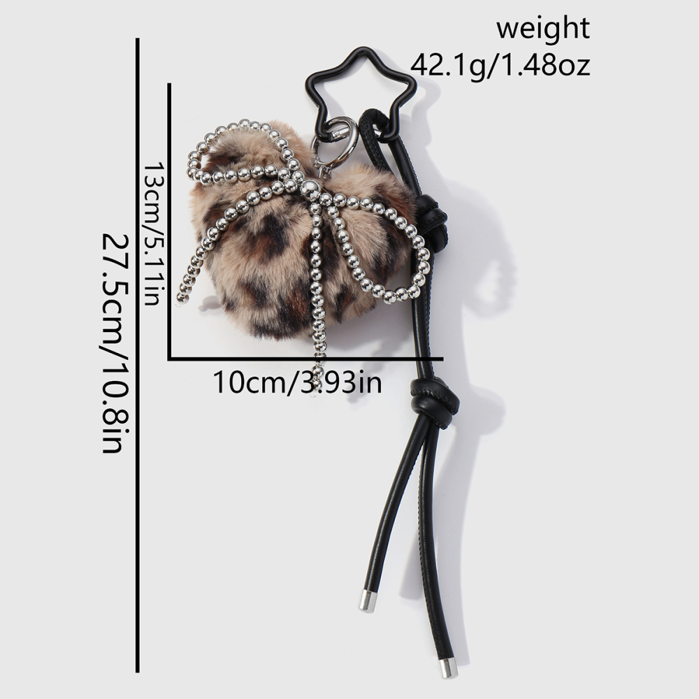 1 Breloque De Sac En Peluche En Forme De Cœur À Imprimé Léopard h5Image2