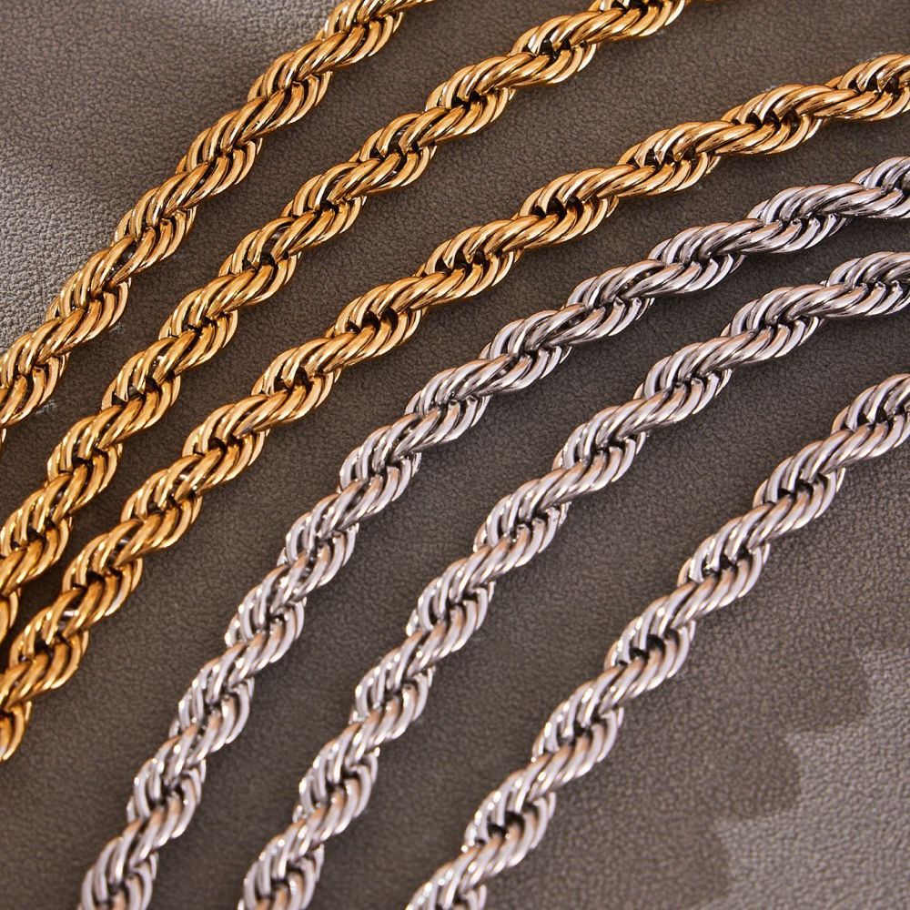 Collier Chaîne Femme En Acier Inoxydable Imperméable, Couleurs Or Et Argent Mélangés (1 Pièce) Image6