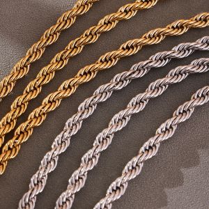 Collier Chaîne Femme En Acier Inoxydable Imperméable, Couleurs Or Et Argent Mélangés (1 Pièce) h5 Image6