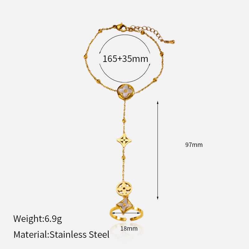 Bracelet Classique À Motif Floral En Acier Inoxydable Étanche, Couleur Or (1 Pièce) 