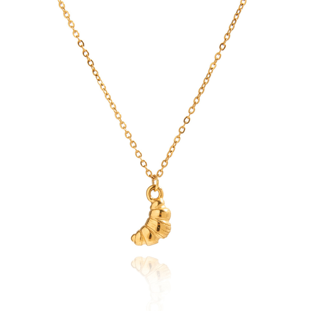 Collier Pendentif Femme En Forme De Croissant, En Acier Inoxydable Étanche, Couleur Or (1 Pièce)