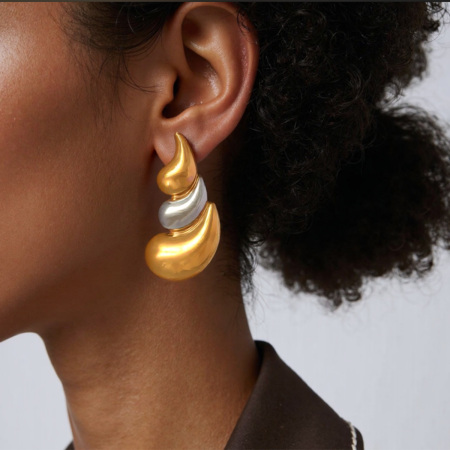 Boucles d'oreilles puces pour femme, en acier inoxydable, couleur or et argent, étanches (1 pièce).
