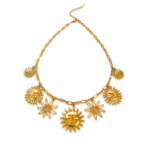 Collier Pendentif Soleil En Acier Inoxydable Étanche Couleur Or (1 Pièce) h5