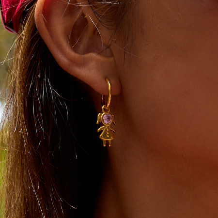 Boucles d'oreilles pendantes romantiques pour enfants, en acier inoxydable, étanches, couleur or, avec zircon, pour femmes et enfants (1 paire).